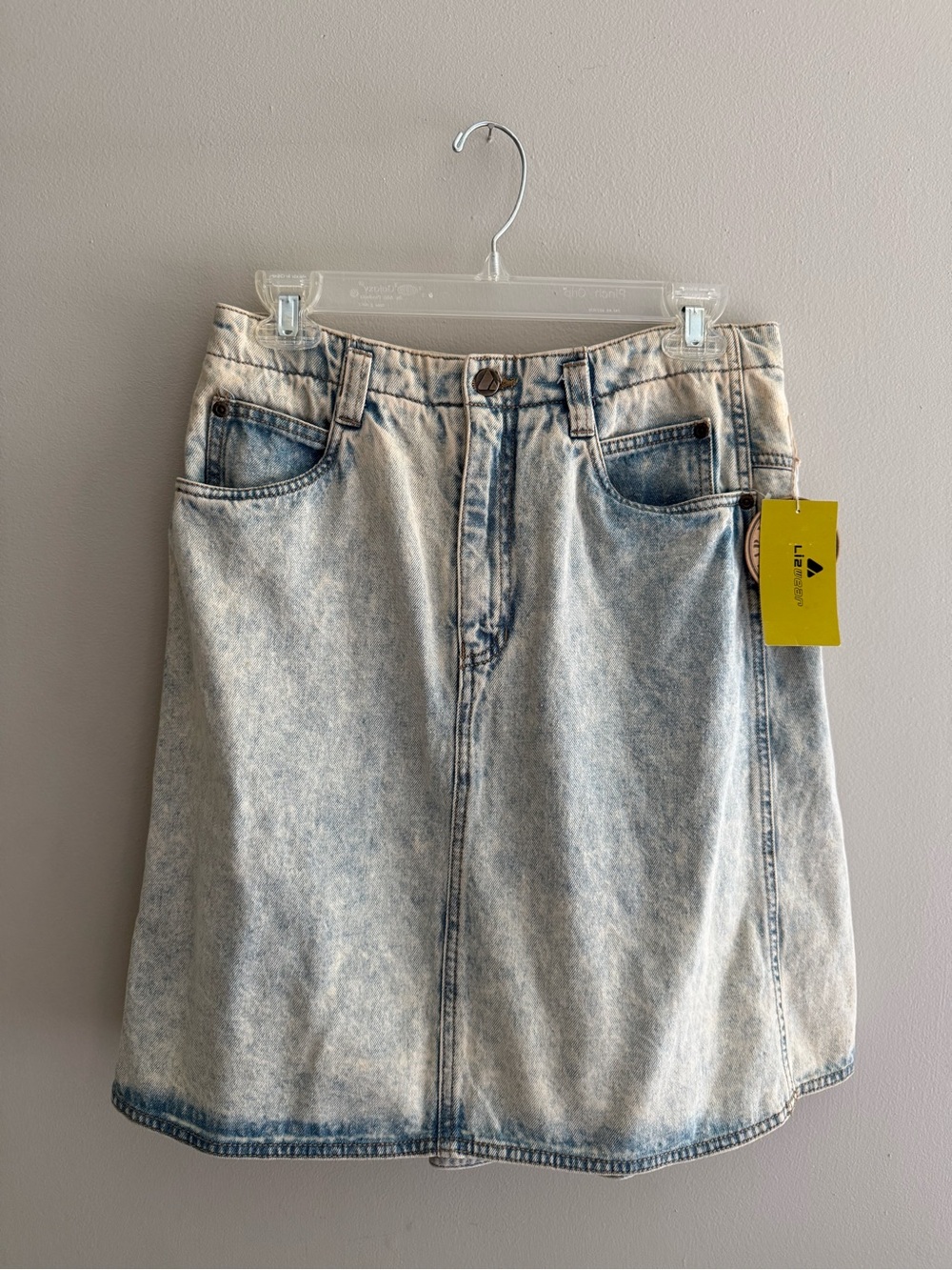 NWT! Vintage 80s Deadstock Blue Cotton Denim Acid Wash Skirt Size 10 - NOS